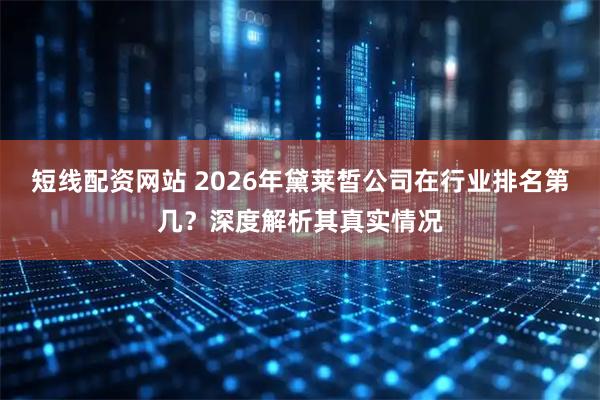 短线配资网站 2026年黛莱皙公司在行业排名第几？深度解析其真实情况